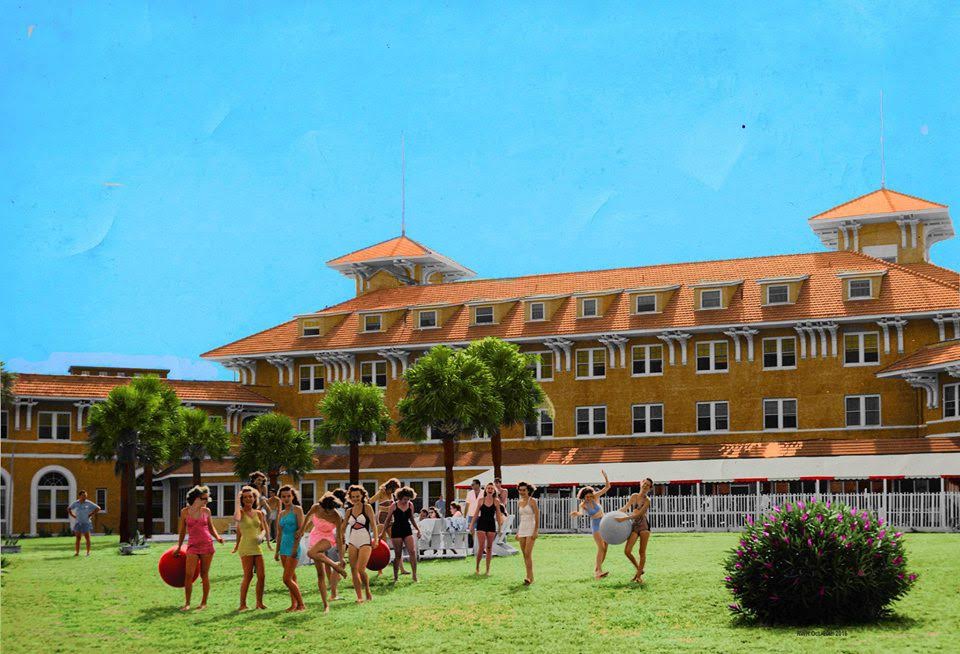 A vintage color image of the original Hotel Tybee.