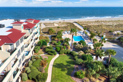 Tybee Island Rentals aerial view, condo and beach