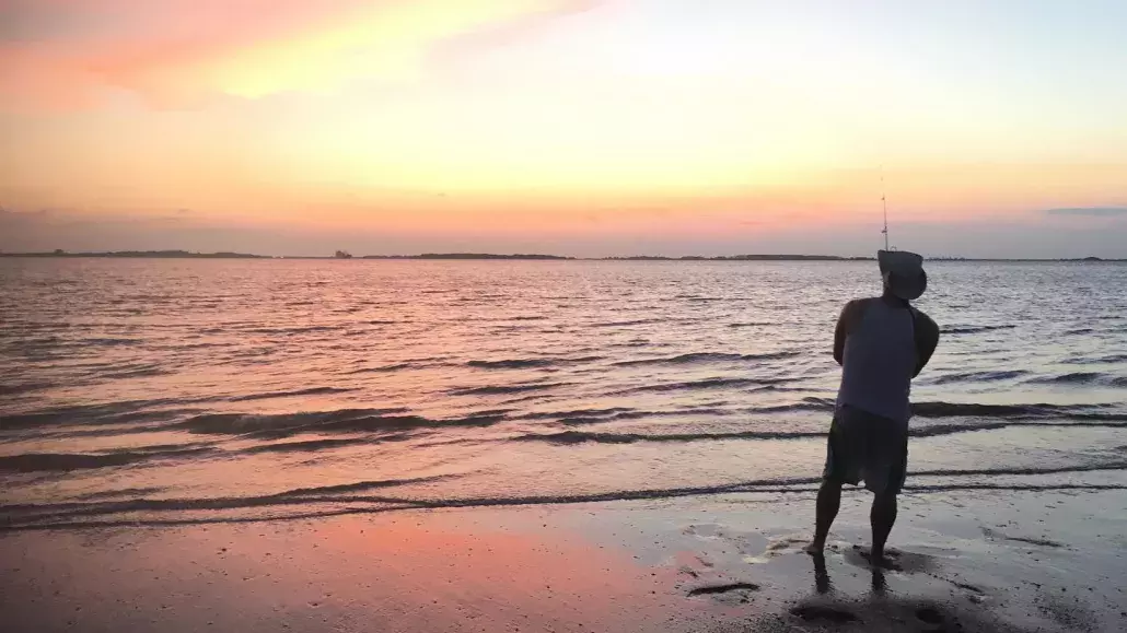 fishing tybee island beach sunset