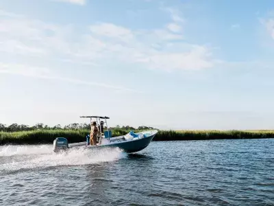 Boating in the ocean