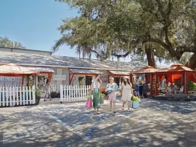 Women walking and shopping outdoors